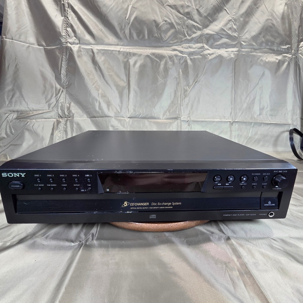 Sony CDP-CE375 5- CD Changer Player Carousel Black Digital Optical Out tested Ok